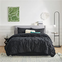 Load image into Gallery viewer, Bedsure Black Twin Comforter Set Kids - 6 Pieces Pintuck Black Bed Set Twin, Pinch Pleat Black Twin Bedding Sets with Comforters, Sheets, Pillowcases & Shams