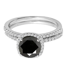 Load image into Gallery viewer, Dazzlingrock Collection 2.00 Carat (ctw) 14K Round Cut Black & White Diamond Engagement Ring Set 2 CT, White Gold, Size 7