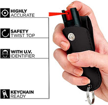 Load image into Gallery viewer, FIGHTSENSE Women Self Defense Kit W/Pepper Spray and Lipstick Stun Gun W/Flashlight, 25Burst, 1.6µC Painful Charge, Rechargeable Battery, Includes Keychain Leather Pouch(Pink/PBSpray)