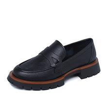 Load image into Gallery viewer, Reitoye Women's Loafers Platform Low Chunky Heel Leather Loafer Shoes US 7 Black