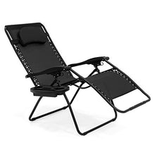 Load image into Gallery viewer, Best Choice Products Oversized Folding Mesh Zero Gravity Recliner Chair w/Cup Holder Accessory Tray and Removable Pillow, Black