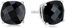 Load image into Gallery viewer, Amazon Collection Sterling Silver Cushion-Cut Checkerboard Onyx Stud Earrings (8mm)