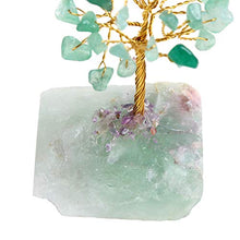 Load image into Gallery viewer, JIC Gem Green Aventurine Healing Crystal Gemstone Tree Wire Wrapped On Natural Green Fluorite Base Home Office Decor Tree Figurine
