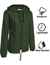 Load image into Gallery viewer, Avoogue Lightweight Raincoat Women's Waterproof Windbreaker Packable Outdoor Hooded Rain Jacket Dark Green XXL