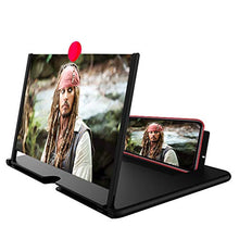 Load image into Gallery viewer, 12" Screen Magnifier –3D HD Mobile Phone Magnifier Projector Screen for Movies, Videos, and Gaming–Foldable Phone Stand with Screen Amplifier–Supports All Smartphones(Black)
