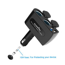 Load image into Gallery viewer, Rocketek 2-Socket Car Splitter Cigarette Lighter Adapter Multi Power Outlet 12/24V 90W with 3.1A 2 USB Car Charger Adapter, Cigarette Lighter Splitter Adapter for iPhone ipad Cell Phone Tablet GPS