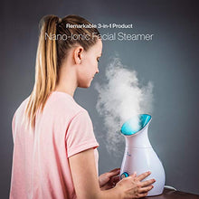 Load image into Gallery viewer, NanoSteamer Large 3-in-1 Nano Ionic Facial Steamer with Precise Temp Control - 30 Min Steam Time - Humidifier - Unclogs Pores - Blackheads - Spa Quality - Bonus 5 Piece Stainless Steel Skin Kit
