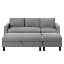 Load image into Gallery viewer, Esright Small Sectional Sofa with Storage Ottoman and Chaise Lounge, 3-Seat Fabric Living Room Furniture Sets, L-Shape Couch Sofa for Small Apartment, Living Room, Gray