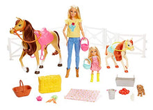 Load image into Gallery viewer, Mattel Barbie Hugs 'n Horses Playset with Barbie and Chelsea Dolls, 2 Horses and 15+ Accessories for Kids 3 Years Old and Up