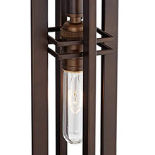 Load image into Gallery viewer, Elias Modern Industrial Table Lamp with Nightlight Oil Rubbed Bronze Off White Oatmeal Drum Shade for Living Room Bedroom Bedside Nightstand Office - Franklin Iron Works