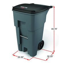 Load image into Gallery viewer, Rubbermaid Commercial Products Brute Rollout Plastic Trash/Garbage Can/Bin with Wheels, 65 GAL, for Restaurants/Hospitals/Offices/Back of House/Warehouses/Home, Gray (FG9W2100GRAY)