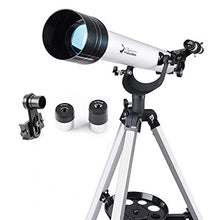 Load image into Gallery viewer, Telescopes for Adults, Telescope for Beginners and Kids - 700mm Focal Length Refractor & Travel Scope to Observe Moon and Planet with 10mm Eyepiece Smartphone Mount and Tripod
