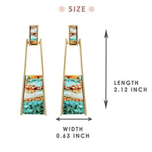 Load image into Gallery viewer, BONALUNA Bohemian Wood And Marble Effect Oblong Shaped Drop Statement Earrings