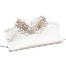 Load image into Gallery viewer, Shinywear Womens White Pearl Half Shirt Blouse Collar Lace Embroidered False Collar
