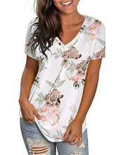 Load image into Gallery viewer, WEESO Women's V Neck Floral T Shirts with Pocket Relaxed Fit Short Sleeve Tees