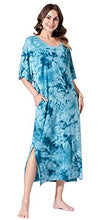 Load image into Gallery viewer, WEKILI Womens V Neck Ultra-Soft Plus-sized Nightgowns Pockets Oversized Casual Loose Long Sleep Dress Tie Dye Light Blue M
