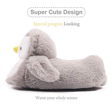 Load image into Gallery viewer, Womens Cute Penguin Animal Slippers Novelty Cozy Fuzzy Slippers Soft Plush Winter Warm House Shoes Grey