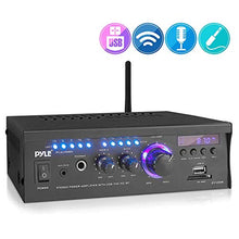 Load image into Gallery viewer, Wireless Bluetooth Home Stereo Amplifier - 2x120 Watt Power Amplifier Home Audio Bluetooth Receiver System W/Blue Led Display, USB/SD, AUX, RCA, Headphone Jack - Remote - Pyle PCAU46BA