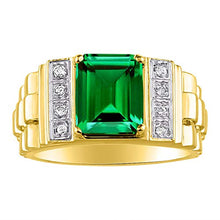 Load image into Gallery viewer, RYLOS Designer Emerald Cut Green Emerald & Diamond Ring - May Birthstone