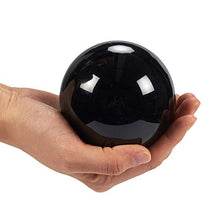Load image into Gallery viewer, Juvale Black Obsidian Crystal Ball with Wooden Stand (3.1 x 3.1 x 4.5 inches)