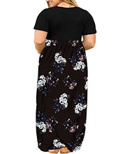 Load image into Gallery viewer, Kancystore Womens Plus Size Dresses Casual Summer Maxi Beach Floral Dress Black 1X