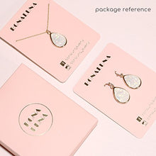 Load image into Gallery viewer, BONALUNA Bohemian Wood And Marble Effect Oblong Shaped Drop Statement Earrings (TURQUOISE)