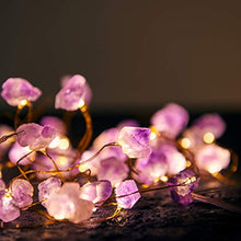 Load image into Gallery viewer, MIYA LIFE Natural Amethyst Raw Stones LED Decorative String Lights 10ft 40 Lights with Remote for Mother's Day Tent Wedding Valentine's Day Present Bedroom Christmas Party Birthday Ornament