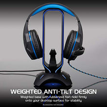 Load image into Gallery viewer, ENHANCE Gaming Headset Stand - LED Headphone Hanger with Mouse Bungee and 2 Port USB Hub - 7 RGB Colors + Color Changing Mode, Headset Hanger, Mouse Bungee 3-in-1 Gaming Desktop Accessory