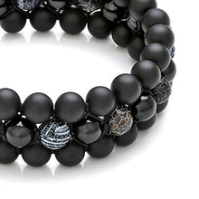 Load image into Gallery viewer, Top Plaza Mens Lava Rock Stone Essential Oil Diffuser Bracelet Chakra Yoga Healing Crystal Bracelet Natural Gemstone Beads Anxiety Bracelets Braided - Matte Black Agate + Dragon Stone