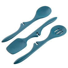 Load image into Gallery viewer, Rachael Ray Kitchen Tools and Gadgets Nonstick Utensils/Lazy Spoonula, Solid and Slotted Spoon, 3 Piece, Marine Blue