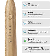 Load image into Gallery viewer, Electric Bamboo Toothbrush, Sonic Toothbrush IPX8 Waterproof, 2 Minute Timer, 3 Rechargeable and Replaceable Bamboo Toothbrush Head
