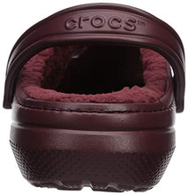 Load image into Gallery viewer, Crocs Men's and Women's Classic Lined Clog | Warm and Fuzzy Slippers, Burgundy/Burgundy, 15 Women 13 Men US