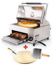 Load image into Gallery viewer, Capt’n Cook Ovenplus Salamander Grill - All in One Portable Gas Grill, Oven, and Stove with Pizza Stone, Cutter, and Peel, Stainless Steel Double Cooking Design Saves Time, Effort, Clean-Up and Money