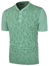 Load image into Gallery viewer, TAPULCO Men's Short Sleeve Running Shirts Quick Dry Athletic Workout Collarless Polo Golf 3 Buttons Henley V Neck Color Block Casual Summer Dry Fit Tops Olive Medium