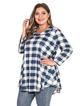 Load image into Gallery viewer, MONNURO Womens Plus Size 3/4 Sleeve V Neck Button Casual Loose Flowy Swing Tunic Tops Basic Tee Shirts for Leggings(6-Khaki,3X)
