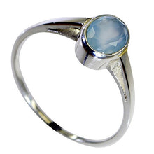 Load image into Gallery viewer, 55Carat Brand Genuine Aqua Chalcedony Oval Shape Sterling Silver Statement Ring Size 4,5,6,7,8,9,10,11,12