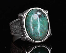 Load image into Gallery viewer, 925 Sterling Silver Mens Ring, Natural Bloodstone Gemstone, (similar to stone will be sent) Free Express Shipping