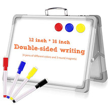 Load image into Gallery viewer, 16 x 12 Inch Portable White Board, Magnetic Dry Erase Board, Foldable Small Double-Sided Desktop Whiteboard Easel for School, Home & Office