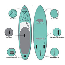 Load image into Gallery viewer, Atoll 11' Foot Inflatable Stand Up Paddle Board (6 Inches Thick, 32 inches Wide) ISUP, Bravo Hand Pump and 3 Piece Paddle, Travel Backpack and Accessories New Leash Included (Aqua Marine)