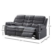Load image into Gallery viewer, AC Pacific 2-Piece Reclining Living Room Upholstered Sofa, Set with 4, Sofa & Loveseat, Grey