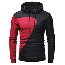 Load image into Gallery viewer, Baniupa Men Color Block Contrasting Casual Color Blocking Hooded Pullover Long Sleeve Sports Sweatshirt Fashion Hoodie(Red,M)