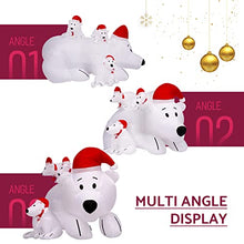 Load image into Gallery viewer, ShinyDec 6FT Polar Bear and Cubs Christmas Decoration Fun Santa Hats & Internal LED Lights, New Holiday Yard Inflatable for 2021, White