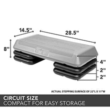 Load image into Gallery viewer, The Step (Made in USA) Original Aerobic Platform – Circuit Size Grey Aerobic Platform and Four Original Black Risers Included with 4, 6, and 8 Platform Height Options
