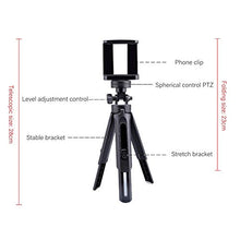 Load image into Gallery viewer, Gilroy Telescopic Universal Phone Tripod, Cell Phone Tripod Stand Holder with 360° Rotating Tripod Compatible with Most Smartphone