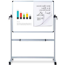 Load image into Gallery viewer, VIZ-PRO Double-Sided Magnetic Mobile Whiteboard, 48 x 36 Inches, Aluminium Frame and Stand