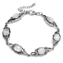 Load image into Gallery viewer, Silvershake 8x6mm Oval Natural Moonstone 925 Sterling Silver Leaf Vintage Inspired 7 to 8.5 Inch Adjustable Bracelet