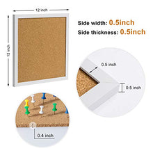 Load image into Gallery viewer, AkTop Cork Board Bulletin Board 12x12, White Framed Corkboard 4 Pack, Small Square Pin Board for Wall, Mini Thick Cork Tiles with 16 Push Pin Wood Clips for School, Home & Office