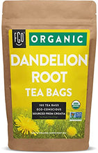 Load image into Gallery viewer, Organic Roasted Dandelion Root Tea Bags | 100 Tea Bags | Eco-Conscious Tea Bags in Kraft Bag | Raw from Croatia | by FGO