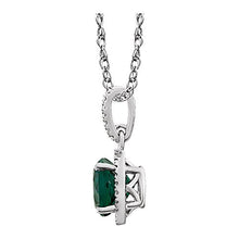 Load image into Gallery viewer, Jewels By Lux 925 Sterling Silver Lab-Grown Emerald & .01 CTW Diamond 18" Necklace