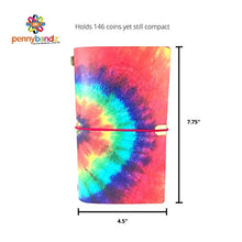 Load image into Gallery viewer, The Penny Journal by Pennybandz Holds 146 Coins The Ultimate Souvenir Penny Collecting Book for Your Coin Collection Holds 128 Pressed Pennies and 18 Pressed Quarters or Nickels (Groovy Tie Dye)
